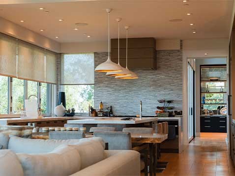 Large modern kitchen and living space